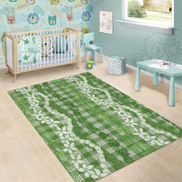 Hawaiian Ohia Lehua Lei Area Rug Plaid Palaka Omaomao Pattern - Polynesian Pride