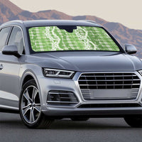 Hawaiian Ohia Lehua Lei Auto Sun Shade Plaid Palaka Omaomao Pattern - Polynesian Pride