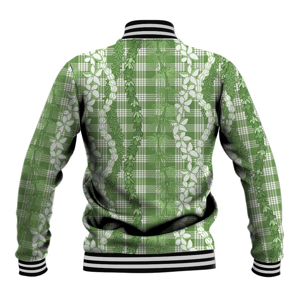Hawaiian Ohia Lehua Lei Baseball Jacket Plaid Palaka Omaomao Pattern - Polynesian Pride
