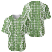 Hawaiian Ohia Lehua Lei Baseball Jersey Plaid Palaka Omaomao Pattern - Polynesian Pride