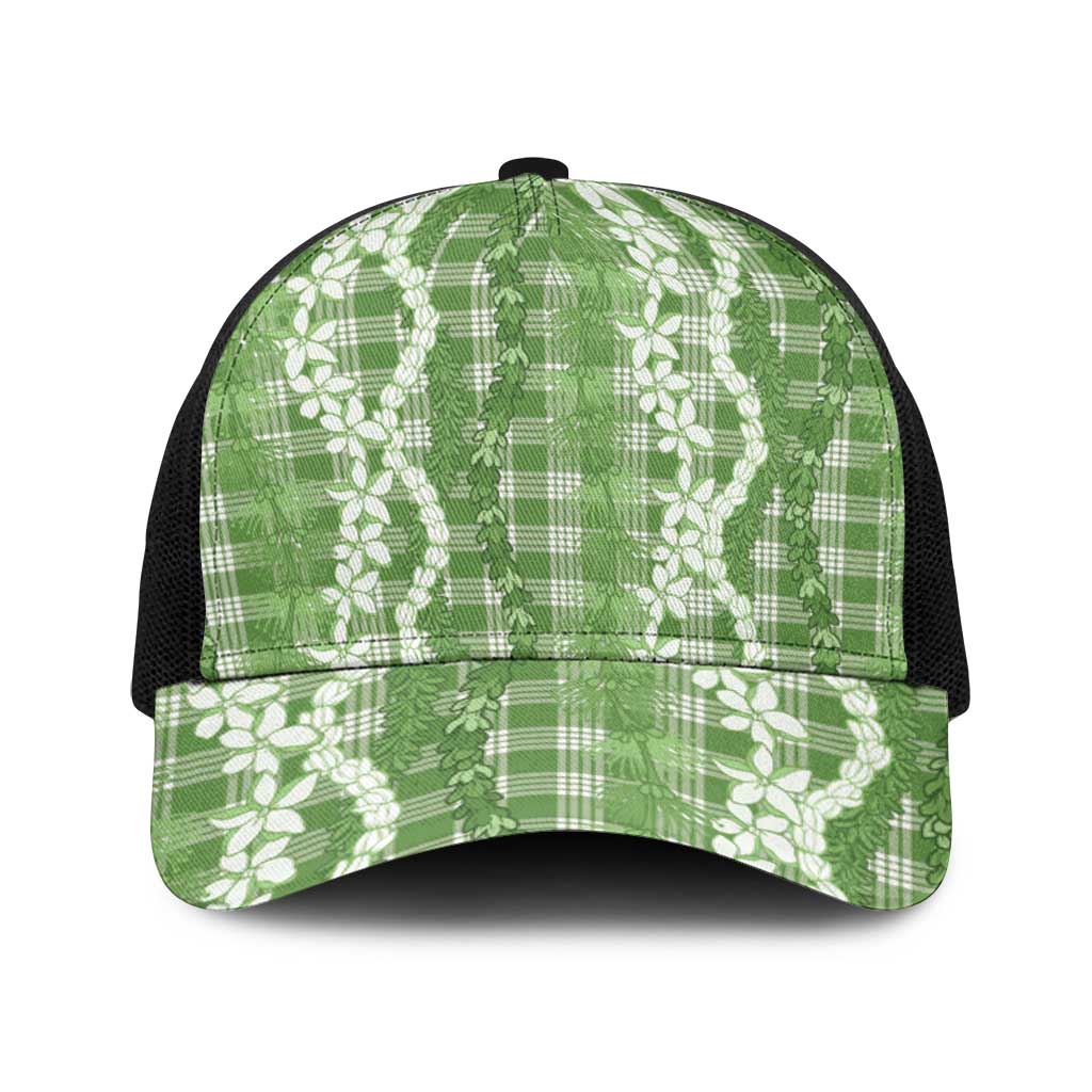 Hawaiian Ohia Lehua Lei Baseball Net Cap Plaid Palaka Omaomao Pattern - Polynesian Pride