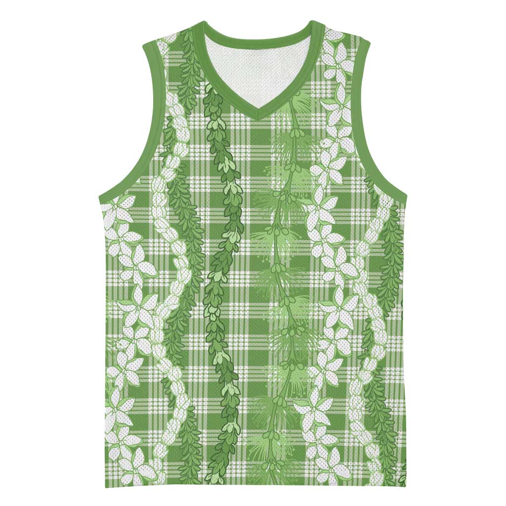 Hawaiian Ohia Lehua Lei Basketball Jersey Plaid Palaka Omaomao Pattern - Polynesian Pride