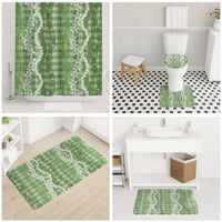 Hawaiian Ohia Lehua Lei Bathroom Set Plaid Palaka Omaomao Pattern - Polynesian Pride