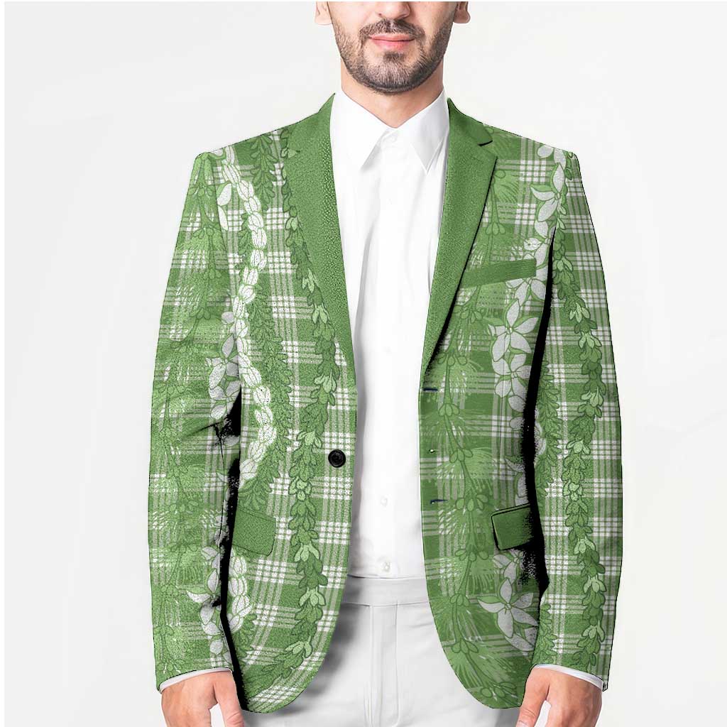 Hawaiian Ohia Lehua Lei Blazer Plaid Palaka Omaomao Pattern - Polynesian Pride