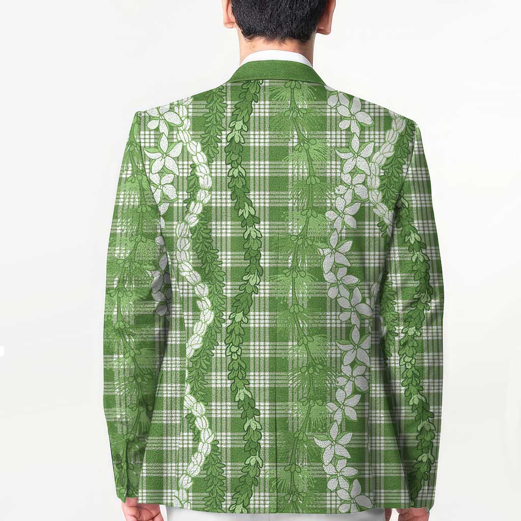 Hawaiian Ohia Lehua Lei Blazer Plaid Palaka Omaomao Pattern - Polynesian Pride