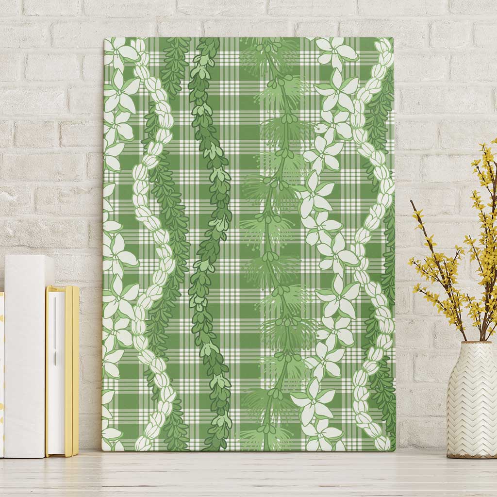 Hawaiian Ohia Lehua Lei Canvas Wall Art Plaid Palaka Omaomao Pattern LT9 Without Frame Green - Polynesian Pride