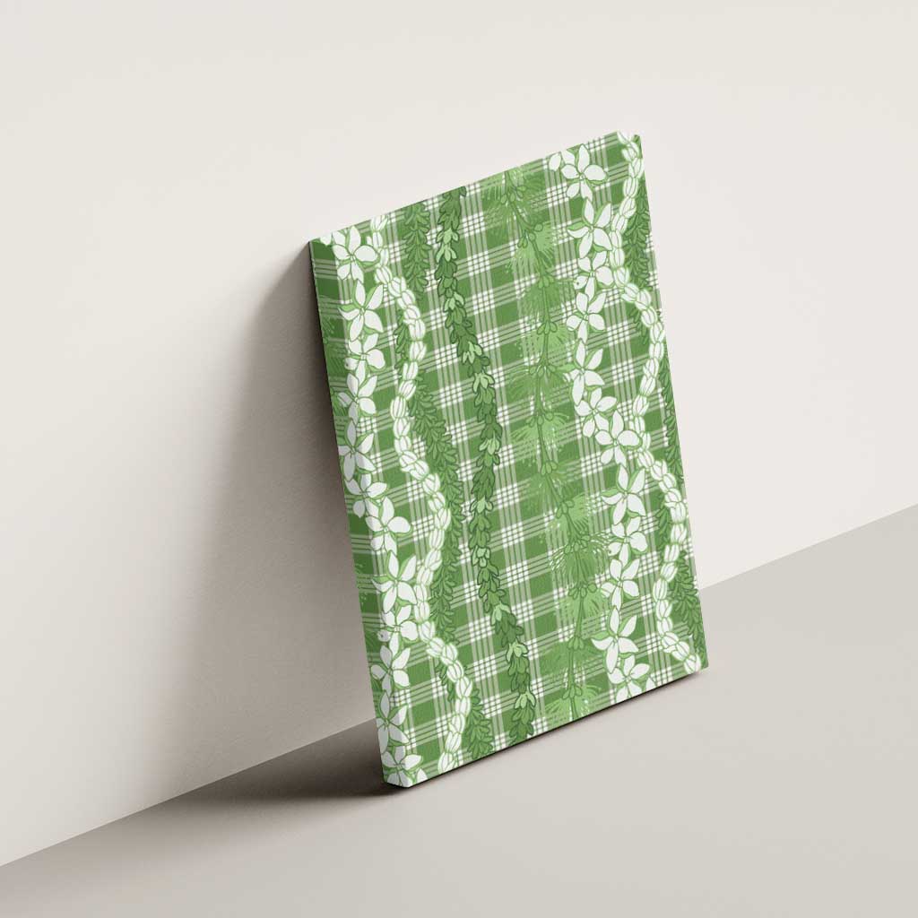 Hawaiian Ohia Lehua Lei Canvas Wall Art Plaid Palaka Omaomao Pattern - Polynesian Pride