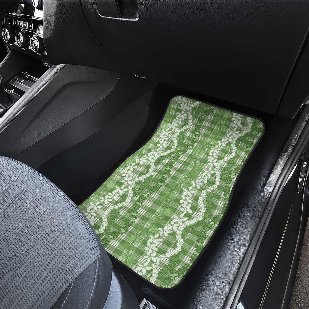 Hawaiian Ohia Lehua Lei Car Mats Plaid Palaka Omaomao Pattern - Polynesian Pride