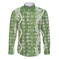 Hawaiian Ohia Lehua Lei Family Matching Mermaid Dress and Hawaiian Shirt Plaid Palaka Omaomao Pattern - Polynesian Pride