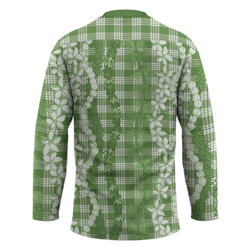 Hawaiian Ohia Lehua Lei Hockey Jersey Plaid Palaka Omaomao Pattern - Polynesian Pride