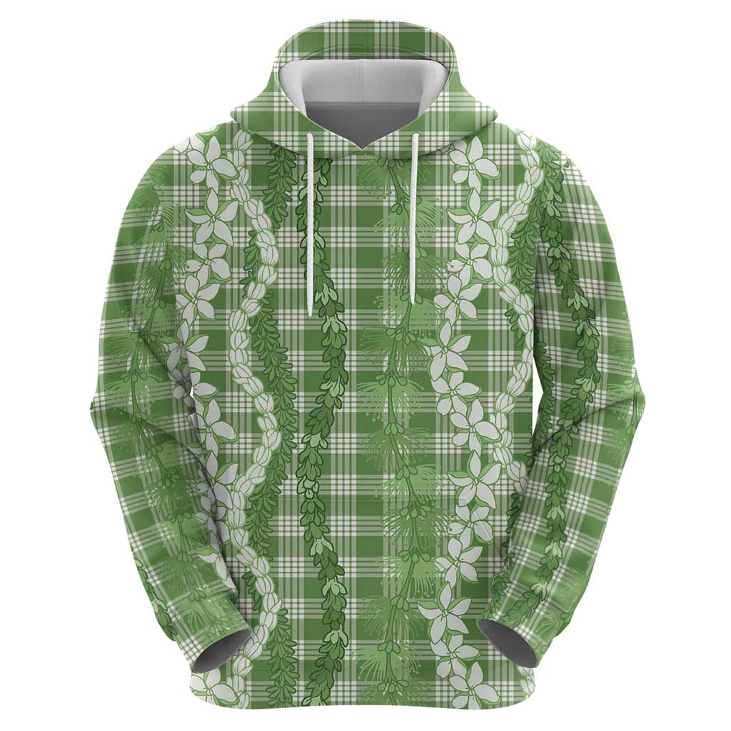 Hawaiian Ohia Lehua Lei Hoodie Plaid Palaka Omaomao Pattern - Polynesian Pride
