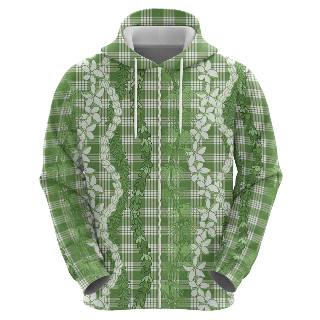 Hawaiian Ohia Lehua Lei Hoodie Plaid Palaka Omaomao Pattern - Polynesian Pride