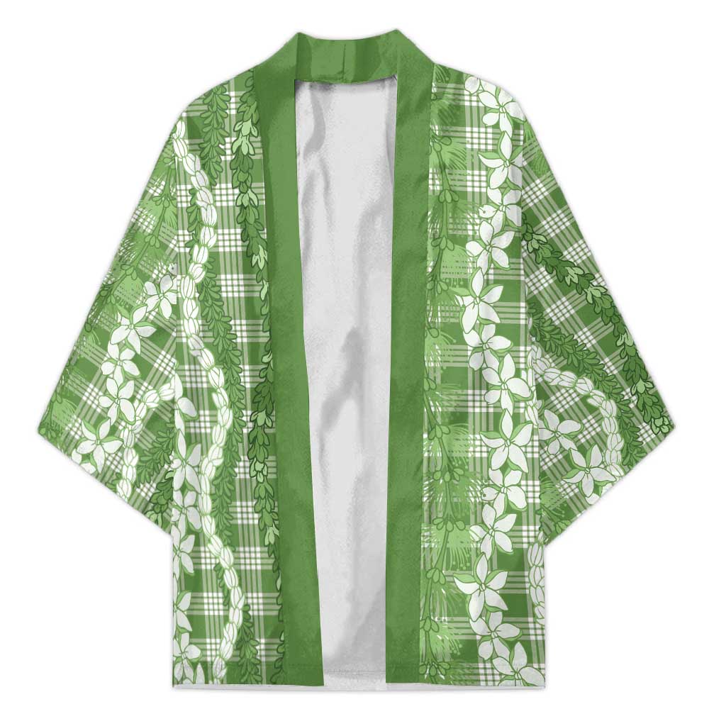 Hawaiian Ohia Lehua Lei Kimono Plaid Palaka Omaomao Pattern LT9 Unisex Green - Polynesian Pride