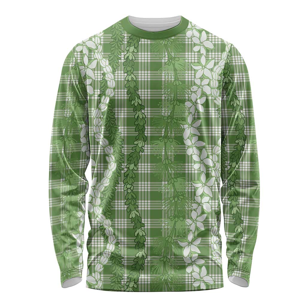 Hawaiian Ohia Lehua Lei Long Sleeve Shirt Plaid Palaka Omaomao Pattern - Polynesian Pride