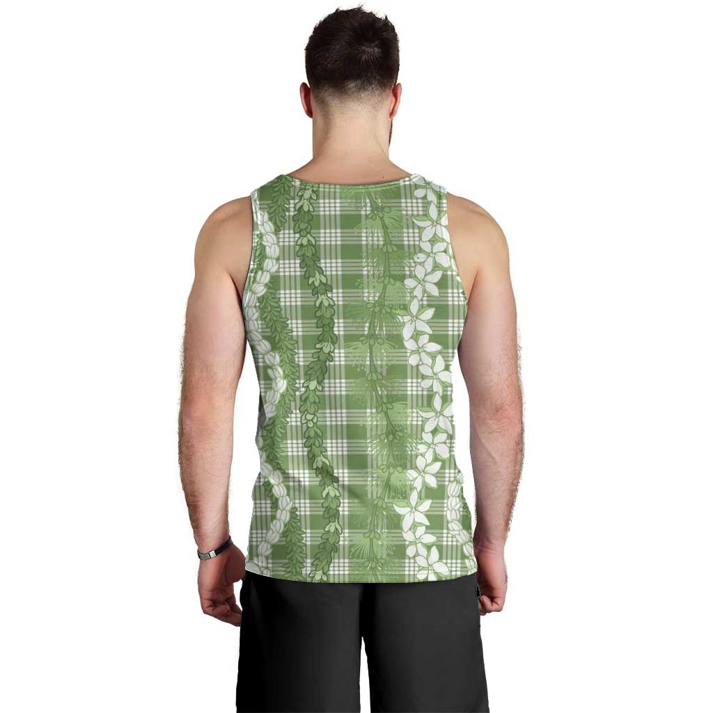 Hawaiian Ohia Lehua Lei Men Tank Top Plaid Palaka Omaomao Pattern - Polynesian Pride