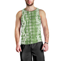 Hawaiian Ohia Lehua Lei Men Tank Top Plaid Palaka Omaomao Pattern - Polynesian Pride