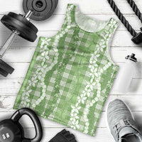 Hawaiian Ohia Lehua Lei Men Tank Top Plaid Palaka Omaomao Pattern - Polynesian Pride