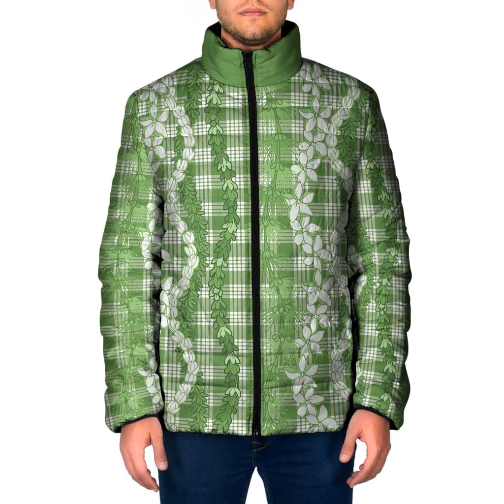 Hawaiian Ohia Lehua Lei Padded Jacket Plaid Palaka Omaomao Pattern - Polynesian Pride