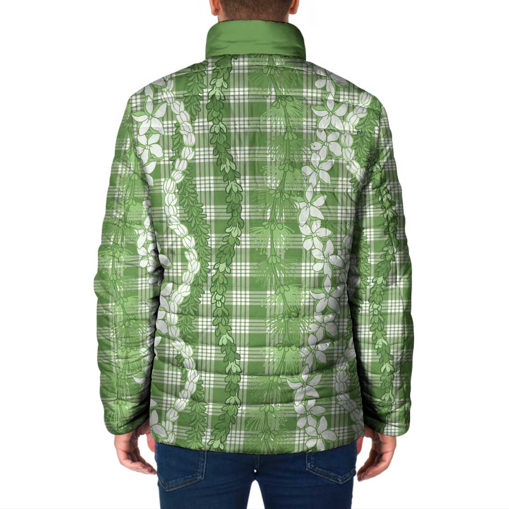 Hawaiian Ohia Lehua Lei Padded Jacket Plaid Palaka Omaomao Pattern - Polynesian Pride