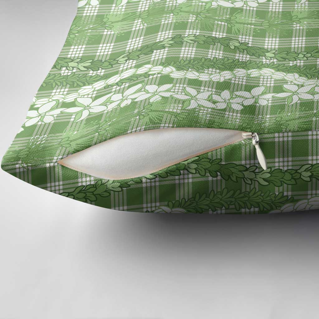 Hawaiian Ohia Lehua Lei Pillow Cover Plaid Palaka Omaomao Pattern - Polynesian Pride