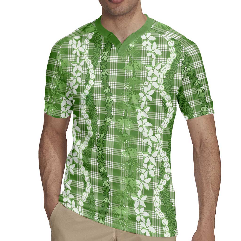 Hawaiian Ohia Lehua Lei Rugby Jersey Plaid Palaka Omaomao Pattern - Polynesian Pride