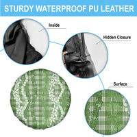 Hawaiian Ohia Lehua Lei Spare Tire Cover Plaid Palaka Omaomao Pattern - Polynesian Pride