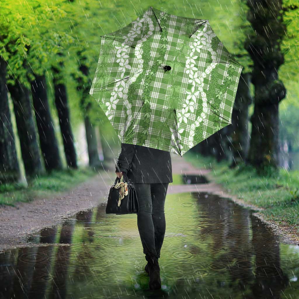 Hawaiian Ohia Lehua Lei Umbrella Plaid Palaka Omaomao Pattern - Polynesian Pride