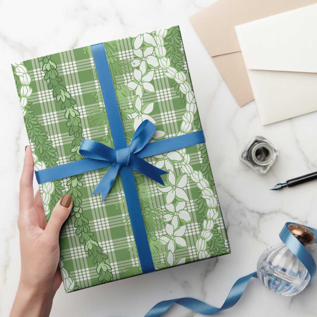 Hawaiian Ohia Lehua Lei Wrapping Paper Plaid Palaka Omaomao Pattern - Polynesian Pride