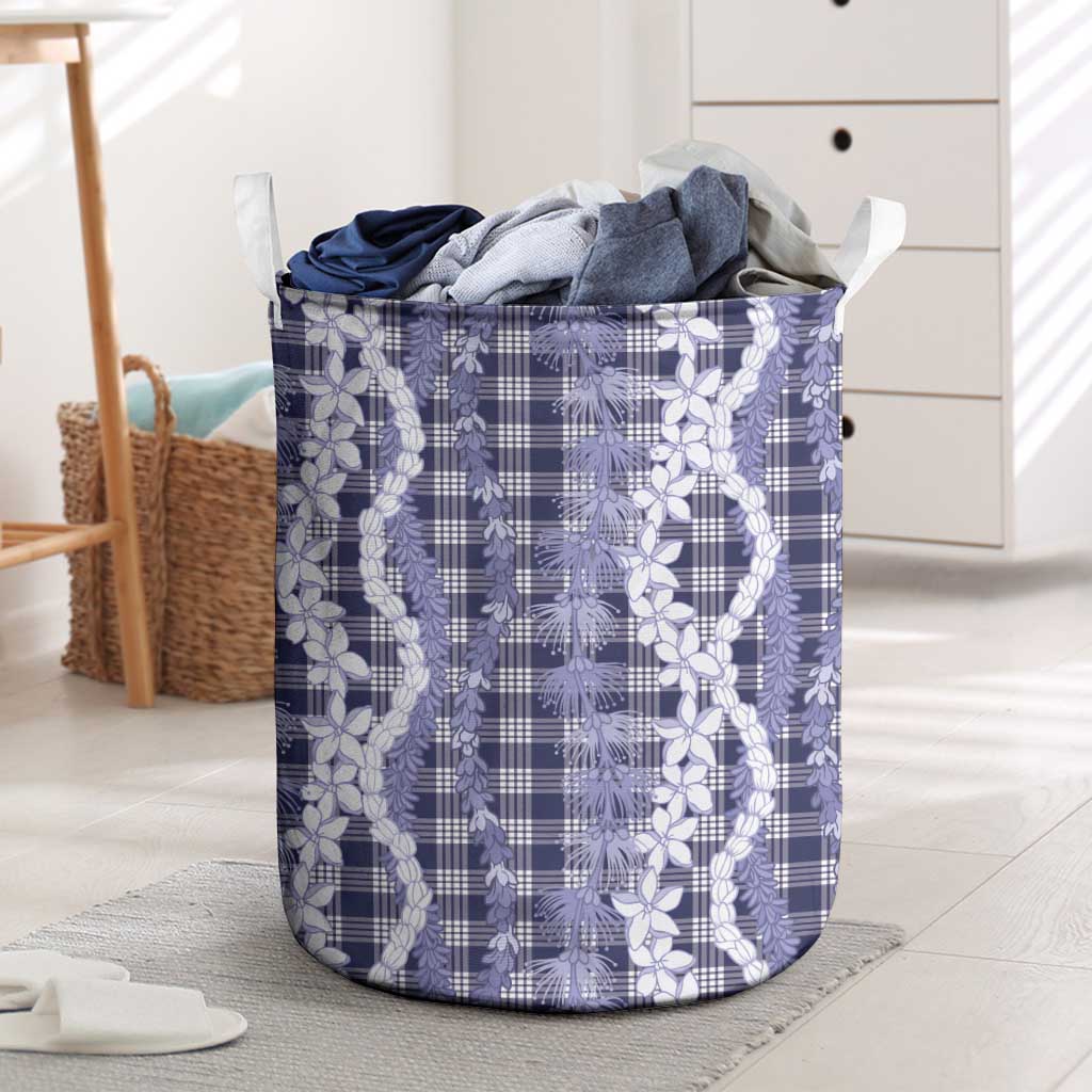 Hawaiian Ohia Lehua Lei Laundry Basket Plaid Palaka Uliuli hohonu Pattern - Polynesian Pride