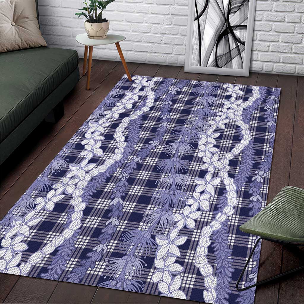 Hawaiian Ohia Lehua Lei Area Rug Plaid Palaka Uliuli hohonu Pattern - Polynesian Pride