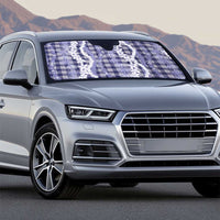 Hawaiian Ohia Lehua Lei Auto Sun Shade Plaid Palaka Uliuli hohonu Pattern - Polynesian Pride