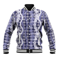 Hawaiian Ohia Lehua Lei Baseball Jacket Plaid Palaka Uliuli hohonu Pattern - Polynesian Pride