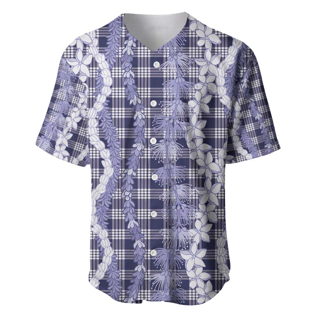 Hawaiian Ohia Lehua Lei Baseball Jersey Plaid Palaka Uliuli hohonu Pattern - Polynesian Pride