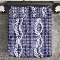 Hawaiian Ohia Lehua Lei Bedding Set Plaid Palaka Uliuli hohonu Pattern - Polynesian Pride