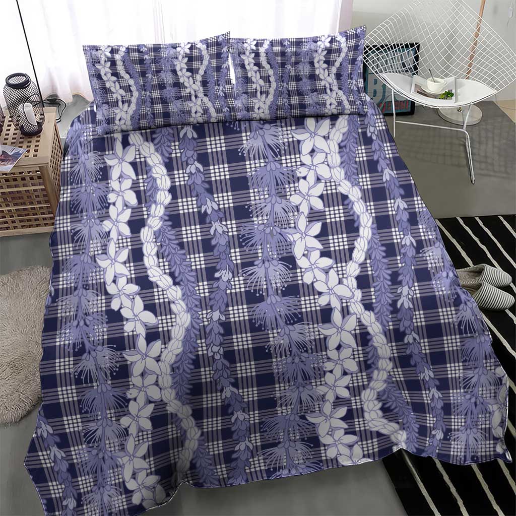 Hawaiian Ohia Lehua Lei Bedding Set Plaid Palaka Uliuli hohonu Pattern - Polynesian Pride