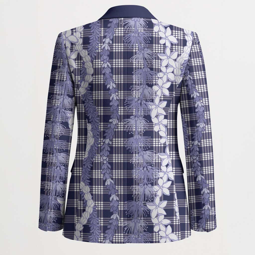 Hawaiian Ohia Lehua Lei Blazer Plaid Palaka Uliuli hohonu Pattern - Polynesian Pride