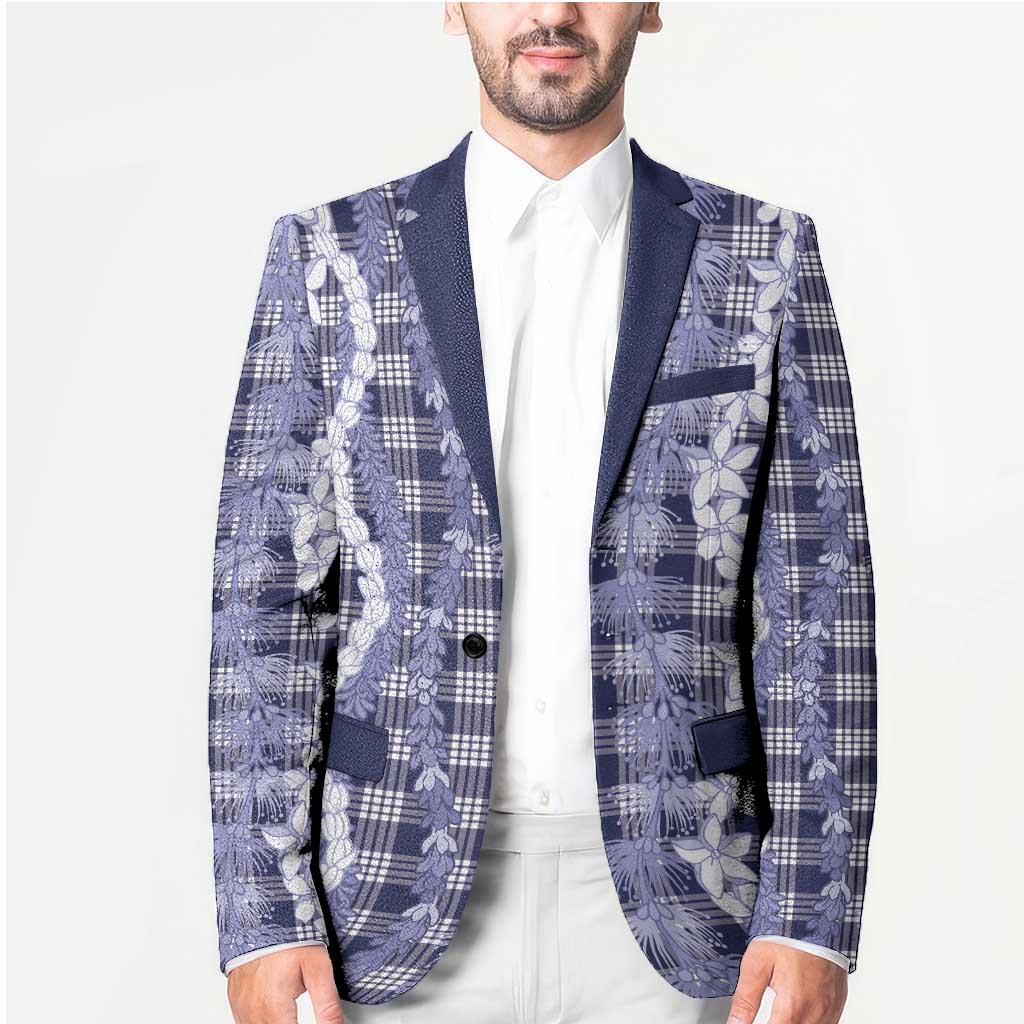 Hawaiian Ohia Lehua Lei Blazer Plaid Palaka Uliuli hohonu Pattern - Polynesian Pride