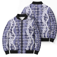 Hawaiian Ohia Lehua Lei Bomber Puffer Jacket Plaid Palaka Uliuli hohonu Pattern - Polynesian Pride
