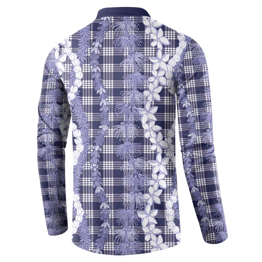 Hawaiian Ohia Lehua Lei Button Sweatshirt Plaid Palaka Uliuli hohonu Pattern - Polynesian Pride