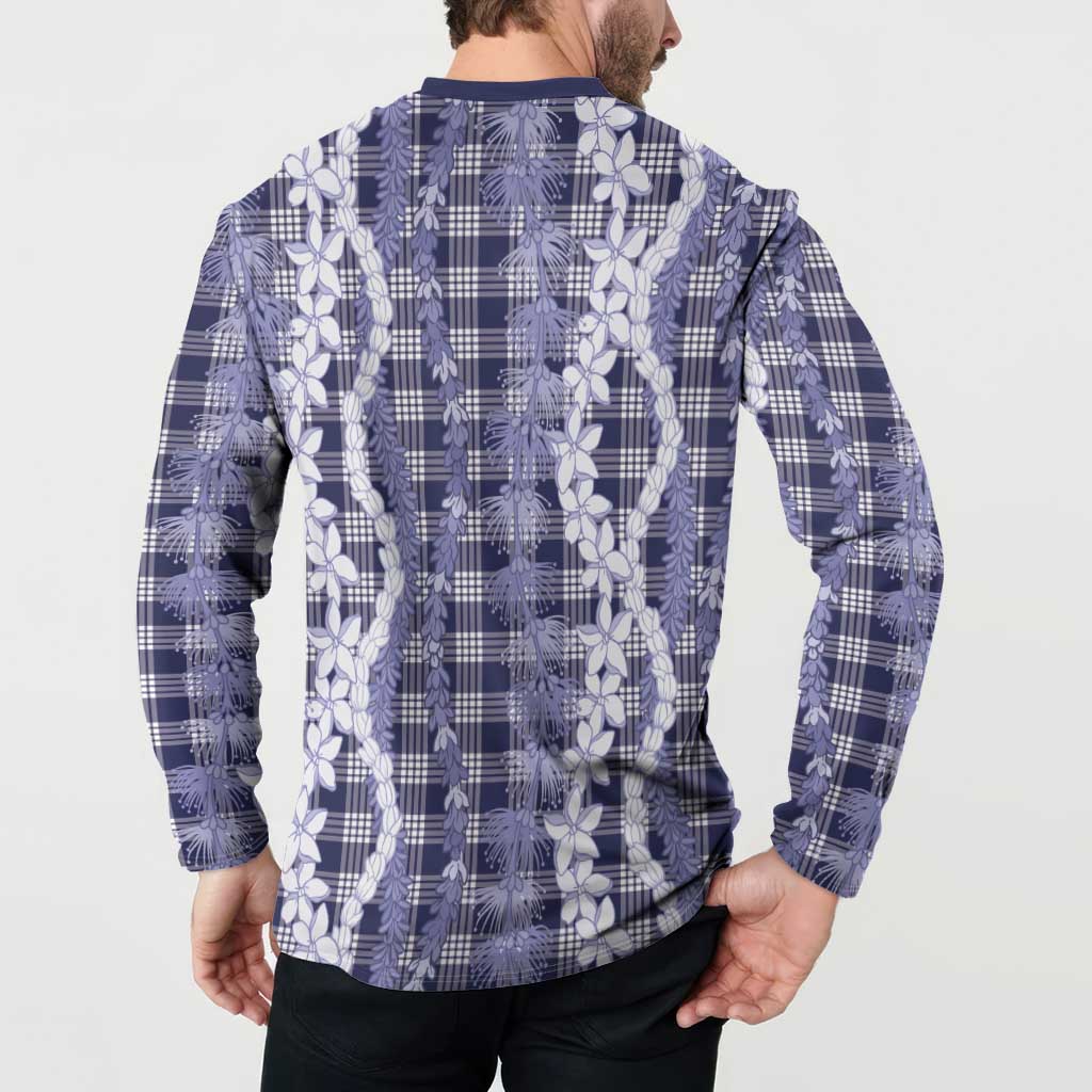 Hawaiian Ohia Lehua Lei Button Sweatshirt Plaid Palaka Uliuli hohonu Pattern - Polynesian Pride