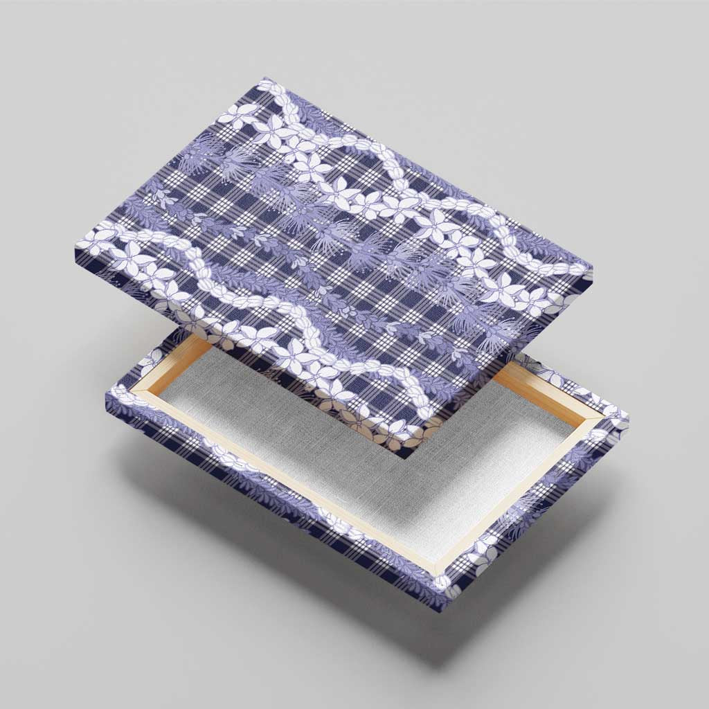 Hawaiian Ohia Lehua Lei Canvas Wall Art Plaid Palaka Uliuli hohonu Pattern - Polynesian Pride