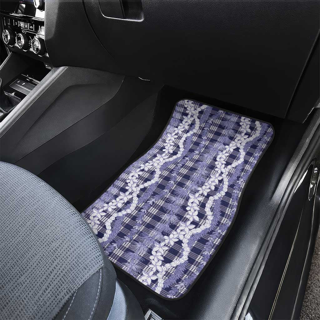 Hawaiian Ohia Lehua Lei Car Mats Plaid Palaka Uliuli hohonu Pattern - Polynesian Pride