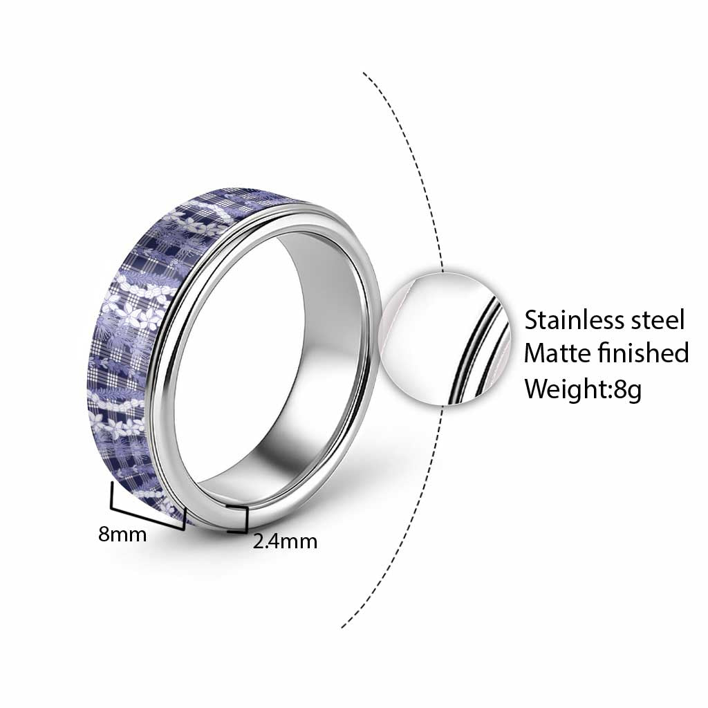 Hawaiian Ohia Lehua Lei Classic Ring Plaid Palaka Uliuli hohonu Pattern - Polynesian Pride