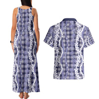 Hawaiian Ohia Lehua Lei Couples Matching Tank Maxi Dress and Hawaiian Shirt Plaid Palaka Uliuli hohonu Pattern - Polynesian Pride