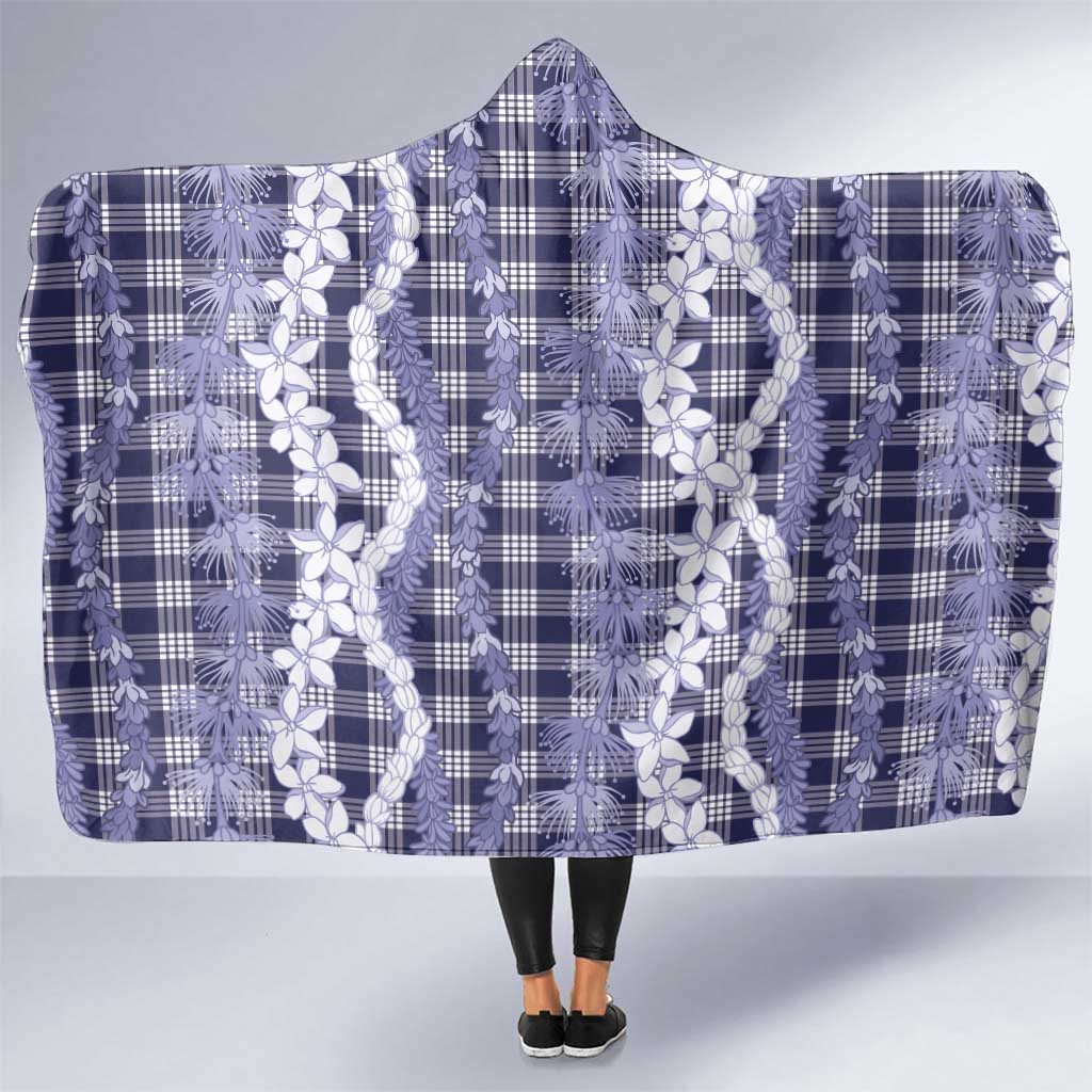 Hawaiian Ohia Lehua Lei Hooded Blanket Plaid Palaka Uliuli hohonu Pattern - Polynesian Pride
