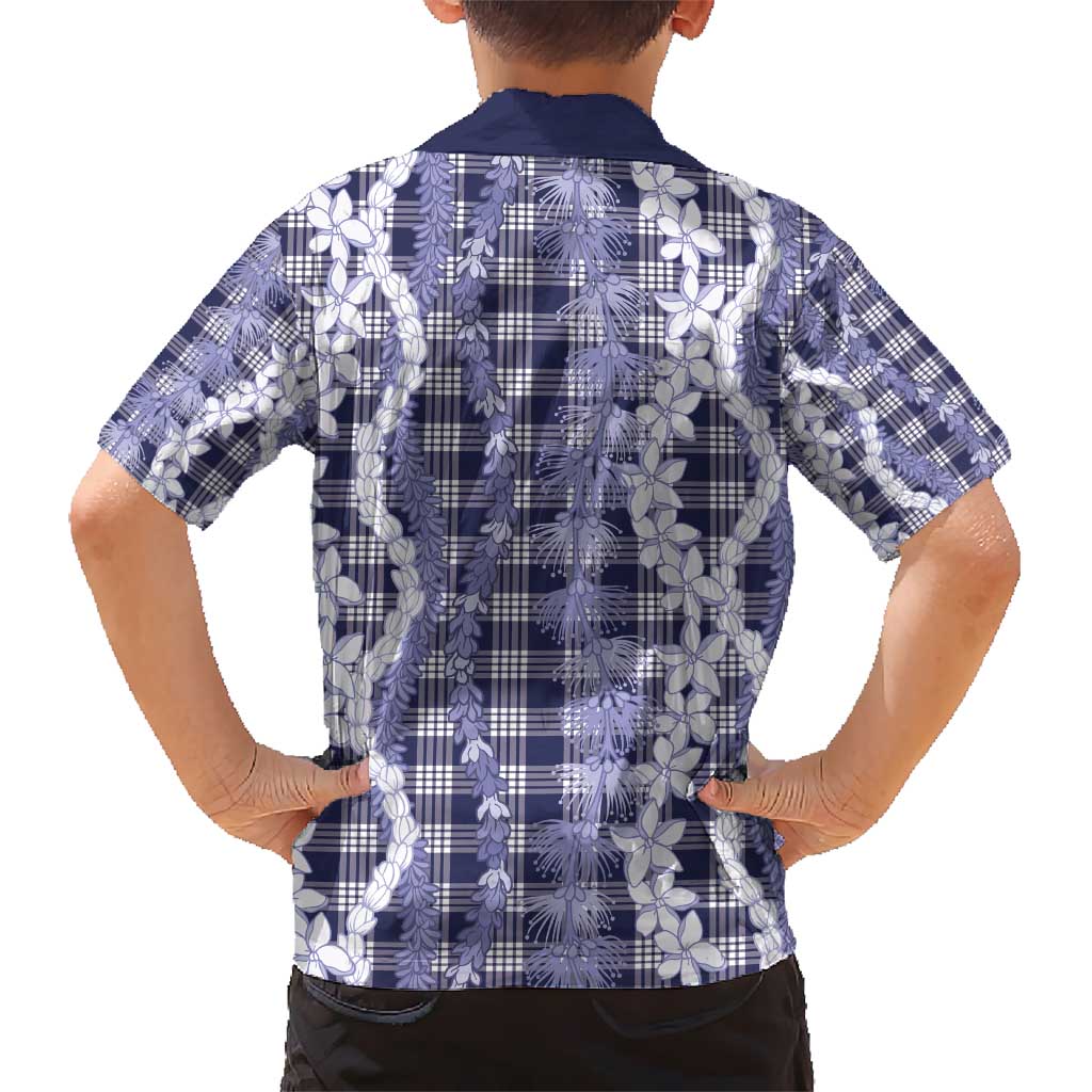 Hawaiian Ohia Lehua Lei Kid Hawaiian Shirt Plaid Palaka Uliuli hohonu Pattern - Polynesian Pride