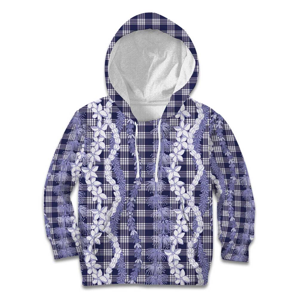 Hawaiian Ohia Lehua Lei Kid Hoodie Plaid Palaka Uliuli hohonu Pattern - Polynesian Pride