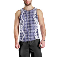 Hawaiian Ohia Lehua Lei Men Tank Top Plaid Palaka Uliuli hohonu Pattern - Polynesian Pride