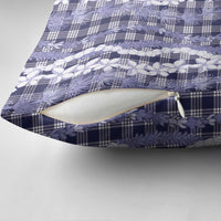 Hawaiian Ohia Lehua Lei Pillow Cover Plaid Palaka Uliuli hohonu Pattern - Polynesian Pride