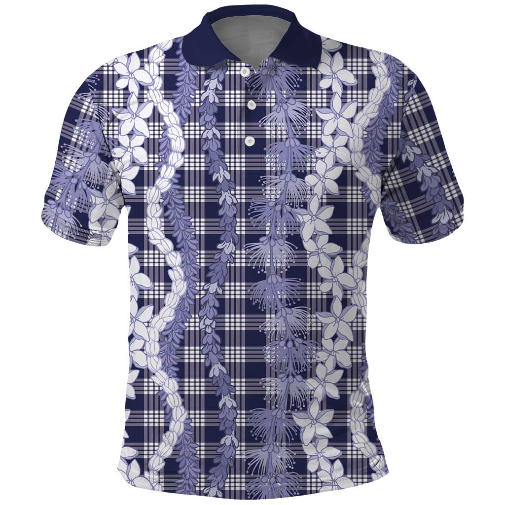 Hawaiian Ohia Lehua Lei Polo Shirt Plaid Palaka Uliuli hohonu Pattern - Polynesian Pride